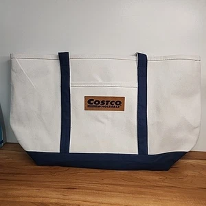 COSTCO Wholesale Reusable Shopping Tote Bag Canvas Handle Travel Beach Bag - Picture 1 of 5