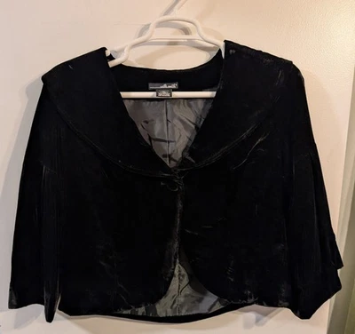 Willi Smith XL Vintage Velvet Black One Button Cropped Dressy Jacket - Image 1 of 4