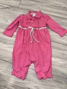 Completo intero pantalone bambina RALPH LAUREN rosa L/s taglia 3M usato in ottime condizioni logo - Foto 1 di 3