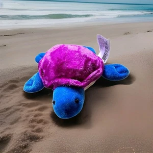 Mini juguete de peluche de tortuga marina azul púrpura brillante 5 pulgadas - Imagen 1 de 7