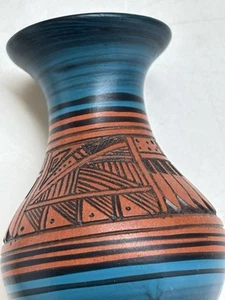 Navajo Pottery Signed Bob Lansing ‘01 Small Hand Painted Etched Vase - Picture 1 of 10