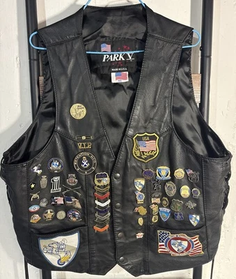 Blue Knights Police Motorcycle Vest w/ Pins & Patches Size 46 - Law Enforcement - Image 1 of 4