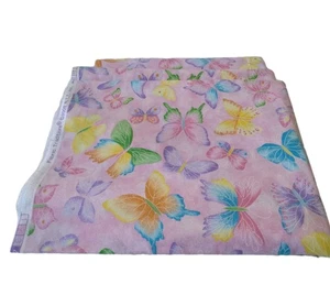 Tela de algodón mariposas brillantes brillantes mariposas 2,5 yardas rosa niña bebé - Imagen 1 de 3