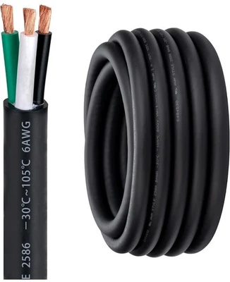 Lesnlok 6 AWG 3 Wire Cable 6/3 Extension Cord 100FT 600V Conductor Wire Copper - Image 1 of 2