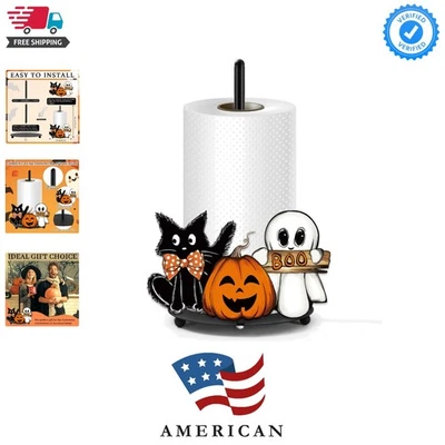 Halloween Decor Paper Towel Holder, Black Ghost Towels Paper Holder for Kitchen - Image 1 of 4