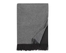 Sferra Jeno Black Grey Ombre Throw Blanket Fringed Angora Merino 51"x74" NEW