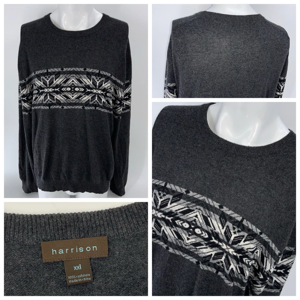 Suéter Harrison Cuello Redondo XXL Hombres Gris Copo de Nieve 100% Cachemira YGI X4-73 Foto 1 de 4