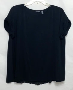 Lisa Rinna Collection Pleated Back Tee Size XL Black B35*N - Picture 1 of 6
