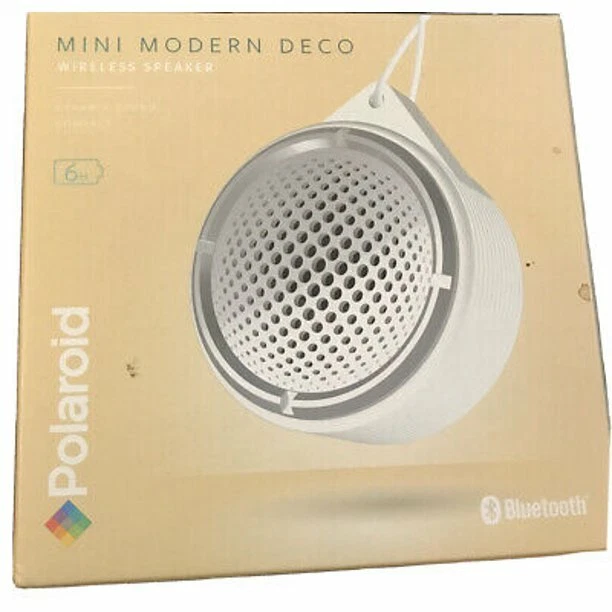 Polaroid Bluetooth Mini Modern Deco Wireless Speaker, White/Silver - Image 1 of 1