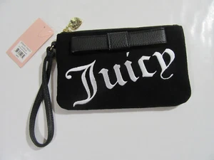 Juicy Couture Womens Velour Stripe It Rich Wristlet Wallet Black NWT - Picture 1 of 4