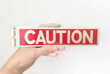 Vintage Caution Door Sign Metal Self Adhesive 8x2" Red Gold Business