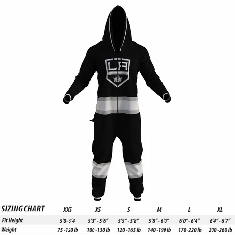 Los Angeles Kings NHL Black Hockey Sockey Jersey One Piece Zip Pajamas Sz XS EUC Cover