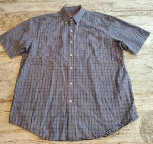 Camisa Izod Para Hombre Talla Grande Botón Cuadros Azul Blanco  - Imagen 1 de 6