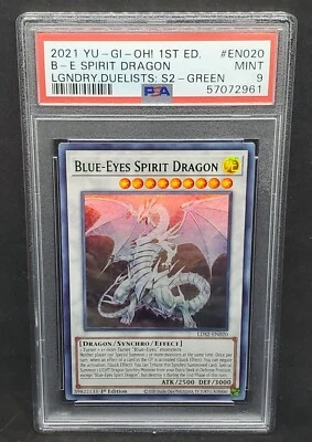 Yugioh PSA 9 MINT Blue-Eyes Spirit Dragon (Green) LDS2-EN020 1st Edition - Image 1 of 2