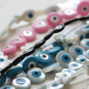 2 Pieces Natural Shell-Sea Snail Shell-Horseshoe Snail Shell-Evil Eye Beads G363 - Picture 1 of 19