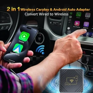 Fibra de Carbono Coche Android Auto Carplay Cableado a Inalámbrico Adaptador 2 en 1 Caja AI - Imagen 1 de 9