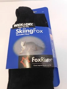 Fox River Wick Dry SKIING FOX MID-Calf Boot Socks-BLACK-MPN #5548 - Picture 1 of 5