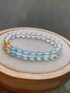 7,2 mm Echtes Natürliches Buntes Morganit Edelstein Rund Perlen Armband AAA - Bild 1 von 9