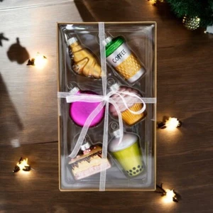 Mini Christmas Ornament Set Sweets & Drinks Glass Blown Dessert - Picture 1 of 4