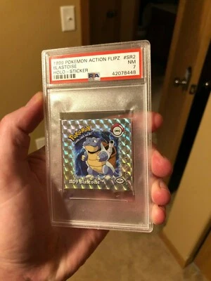 PSA 7 NM BLASTOISE 1999 POKEMON ACTION FLIPZ HOLO STICKER #SR2 Near Mint Graded - Image 1 of 4