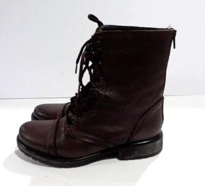 Steve Madden Women's Fame Brown Leather Back Zip Lace Ankle Boots Size 7.5M - Picture 1 of 8