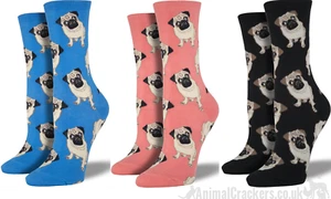 Womens Socksmith Quality Pug socks One Size Pug Dog lover gift stocking filler - Picture 1 of 8