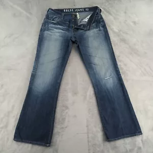 GUESS Falcon Boot Cut Jeans Mens 34x32 (Fits 33x32) Blue Faded Hipster Y2K VTG - Picture 1 of 21