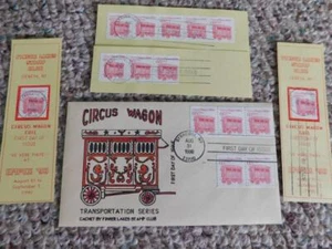 US 5 CENT CIRCUS WAGON FDC, CACHET BY GeeSee CACHETS 78/250 PLUS 4 OTHERS ON - Picture 1 of 1