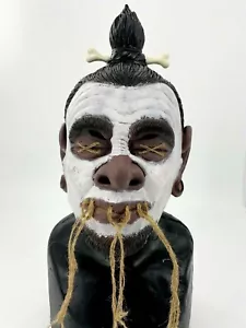 Shrunken Máscara Tsantsa Africano Tribal Leader Disfraz Accesorio Voodoo Cabeza - Imagen 1 de 9
