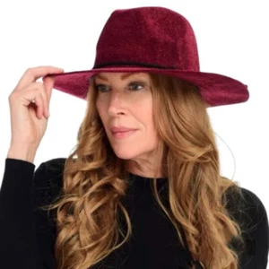 NEW Burgundy Chenille Panama Hat with Braid Trim - Picture 1 of 6