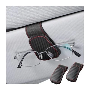Sunglasses Holder for Car Sun Visor, 2 PCS Magnetic Leather Eyeglass Hanger, Sun - Picture 1 of 6