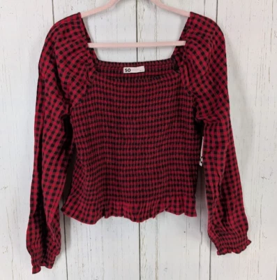 Blusa Top Sonoma Talla Grande Roja Negra A Cuadros Manga Larga Para Mujer Nueva con Etiquetas Foto 1 de 4