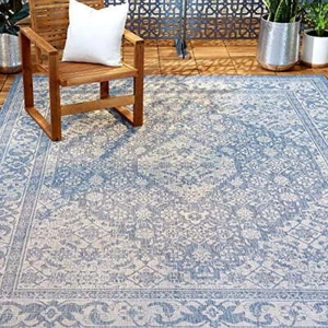 New York Patio Dahlia Transitional Medallion Indoor/Outdoor Rug, 5'2"x7'2" - Picture 1 of 5