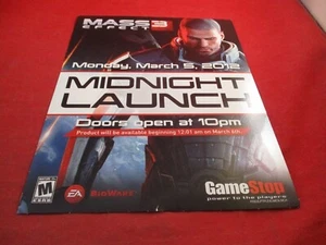 Mass Effect 3 PC Xbox 360 PS3 GameStop Midnight Launch 2012 Store Display Sign - Picture 1 of 3