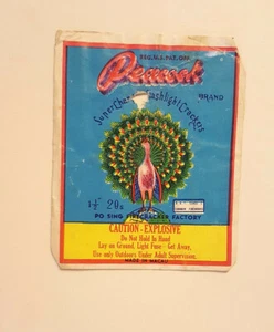 Etiqueta de petardo vintage marca pavo real años 20 años 70 original 3X2,5" RARO - Imagen 1 de 2
