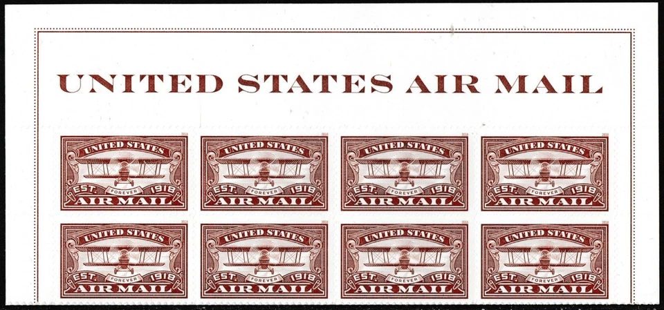 US 5282 Centennial Air Mail Red F header block 8 MNH 2018 - Image 1 of 1