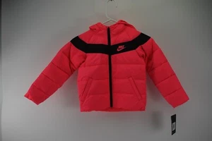 Nike Boys Youth Full Zip Racer Pink Hooded Puffer Jacket Size 4T - Picture 1 of 5