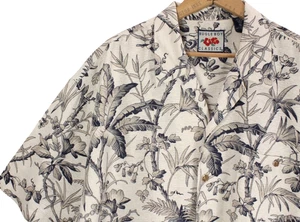 Vtg Bugle Boy Short Sleeve Button Up Shirt XL Silk Rayon Textured Hawaiian Print - Picture 1 of 16
