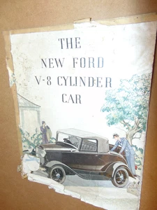 1932 Ford V-8 car foldout brochure-Original, but a mess. - Afbeelding 1 van 3