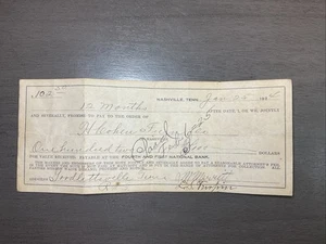 25 gennaio 1924 promessa $102,50 quarta e prima banca nazionale Goodlettsville Tn B50 - Foto 1 di 5