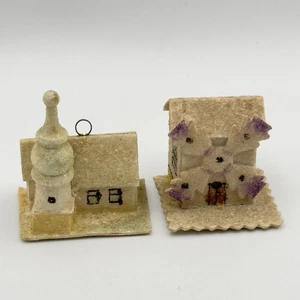 LOTE 2 MINI CARTÓN VINTAGE CASA PUTZ ADORNOS NAVIDAD CHECOSLOVAQUIA Molino de viento - Imagen 1 de 8