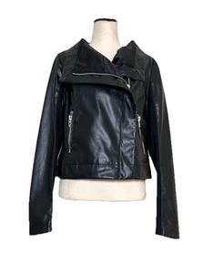 Blank NYC Damen Vegan Black Leather Moto Jacket Size Medium Western Punk Biker - Bild 1 von 8