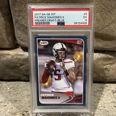 2017 SAGE HIT Patrick Mahomes II Premier Draft Blue - PSA 5 - Image 1 of 2
