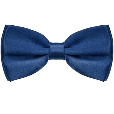 Pajarita clásica color liso satinado pajarita cuello ajustable pajarita 1 azul marino Foto 1 de 4
