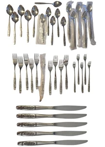 Vintage 36-teiliges Oneida Rose Besteckset mit Anhänger - Distinction Deluxe Edelstahl - Bild 1 von 13