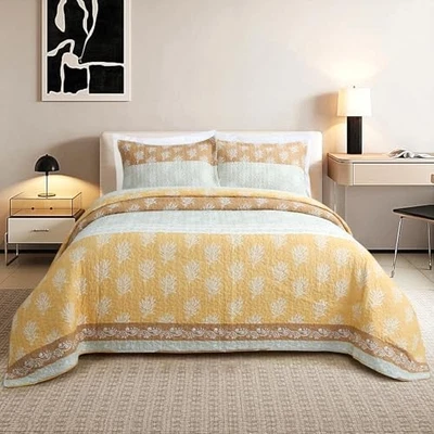 Juego de edredón tamaño - Juego de cama edredones, 100 % algodón reversible lujo king naranja Foto 1 de 4