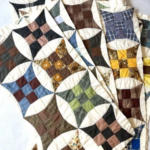 Vintage Quilt Patchwork handgenäht Schneider Shabby Landhaus Kern Baumwolle Auswahl Stücke - Bild 1 von 7