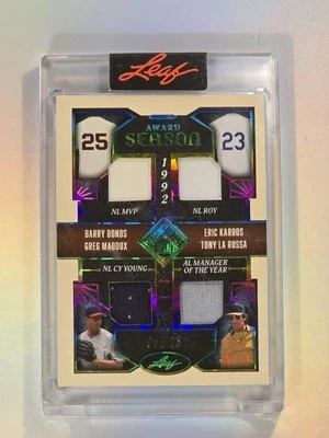 25 Hojas Temporada en el Sol Cuádruple Reliquia Bonos Maddux Karros La Russa 8/15 AS-3 Foto 1 de 4