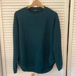 Merokeety Textured Rayon Blend Long Sleeve Teal Crewneck Sweater Size XXL - Picture 1 of 7