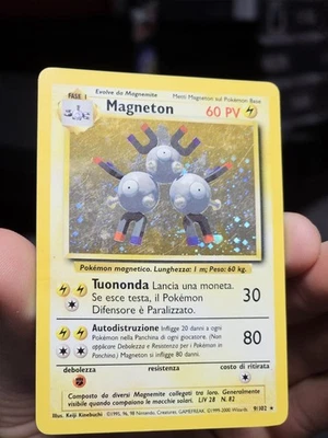 Magneton 9/102 Holo Rare ITALIAN Base Set Pokémon Card Mod Play - Image 1 of 4
